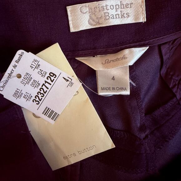 CHRISTOPHER AND BANKS PURPLE TROUSER STYLE MIDI SKIRT STRAIGHT FIT NWT SIZE 4 - Picture 5 of 8